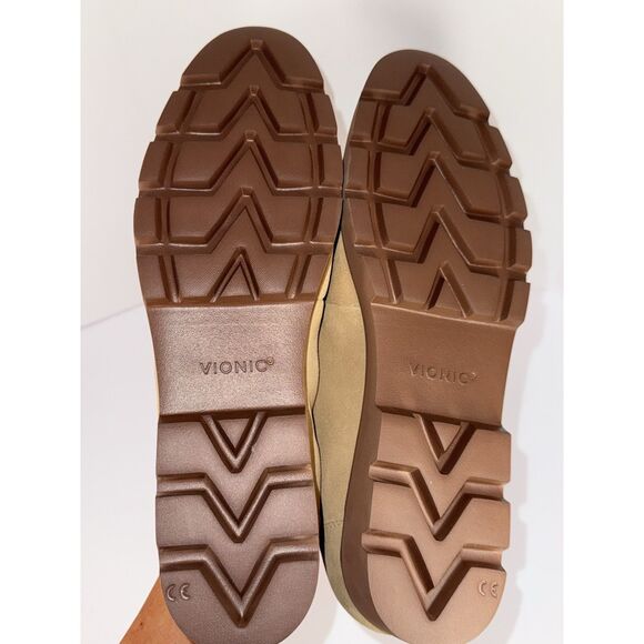 Vionic Cheryl Penny Loafer Tan Suede Lug Sole Comfort Chunky Classic 12W Wide - Picture 10 of 16